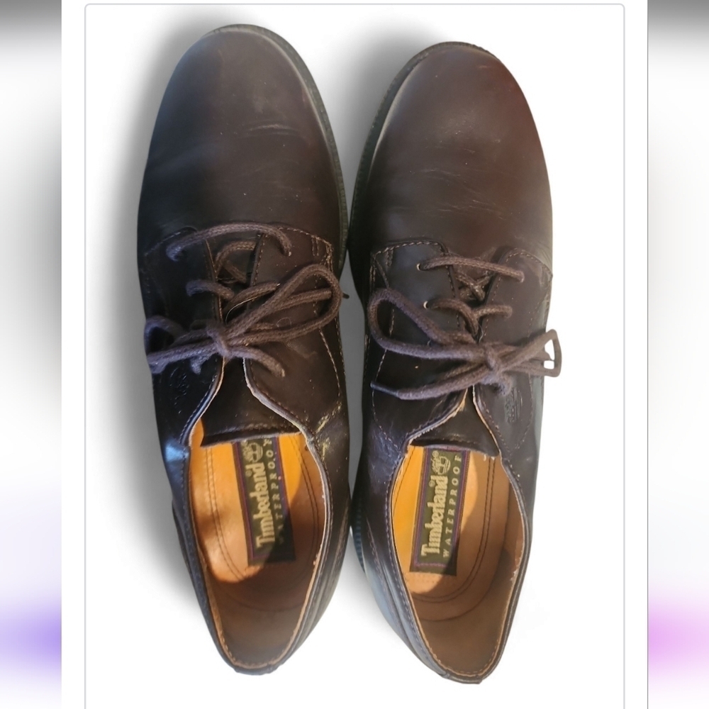 Timberland Mens Brown Leather Waterproof Lace Up Oxfords Size 8M 93076 Old Money - Picture 4 of 8